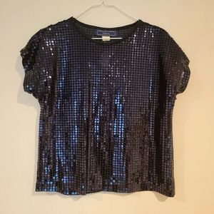 Norton McNaughton Petites Black Sequin Top Size 4
